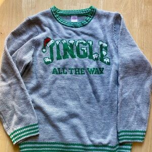 Holiday Time Gray and Green Festive Sweater